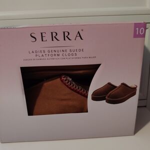 Serra Genuine Suede Platform Clogs